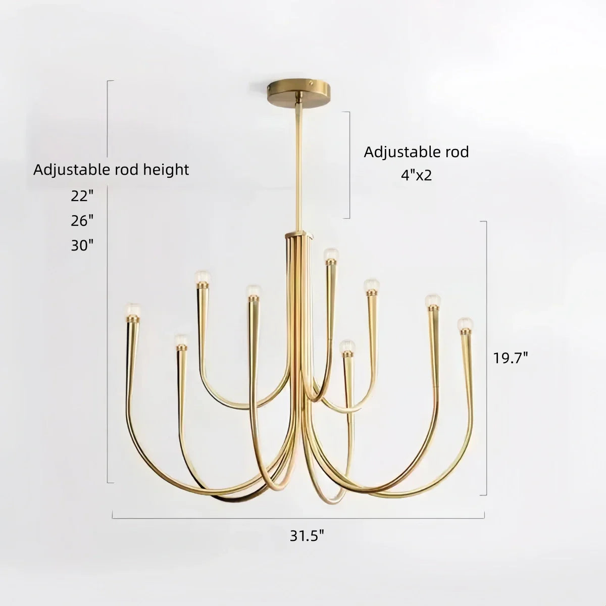 French-style gold chandelier with vintage multi-arm LED design for elegant interiors