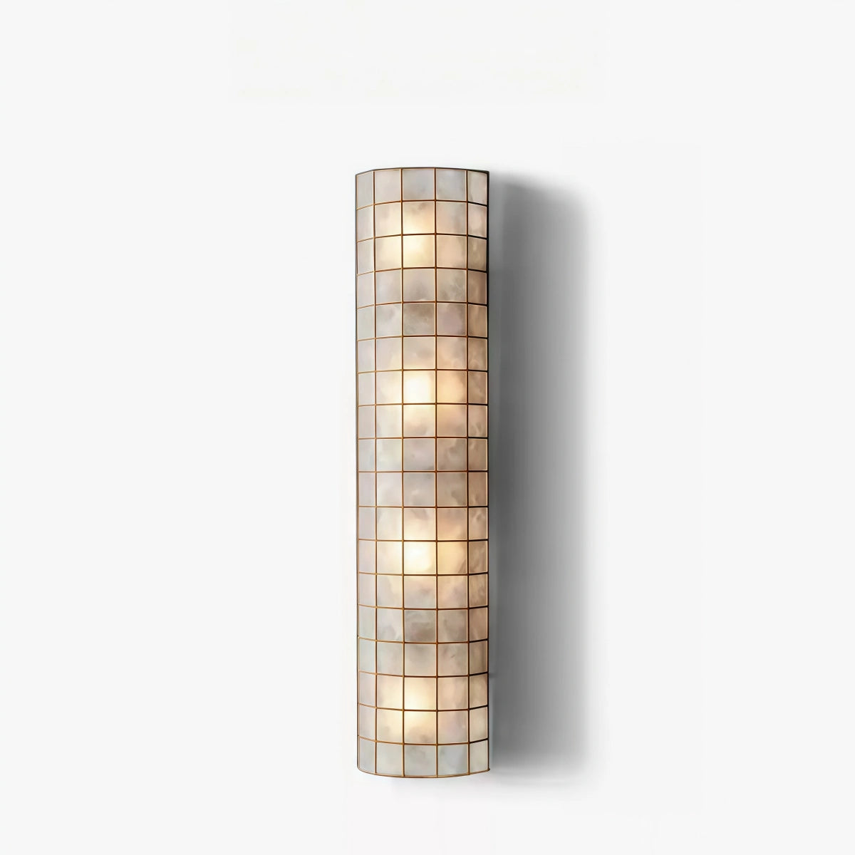 French Vintage-style Shell Wall Lamp with Brass Trim Hallway Ambient Light