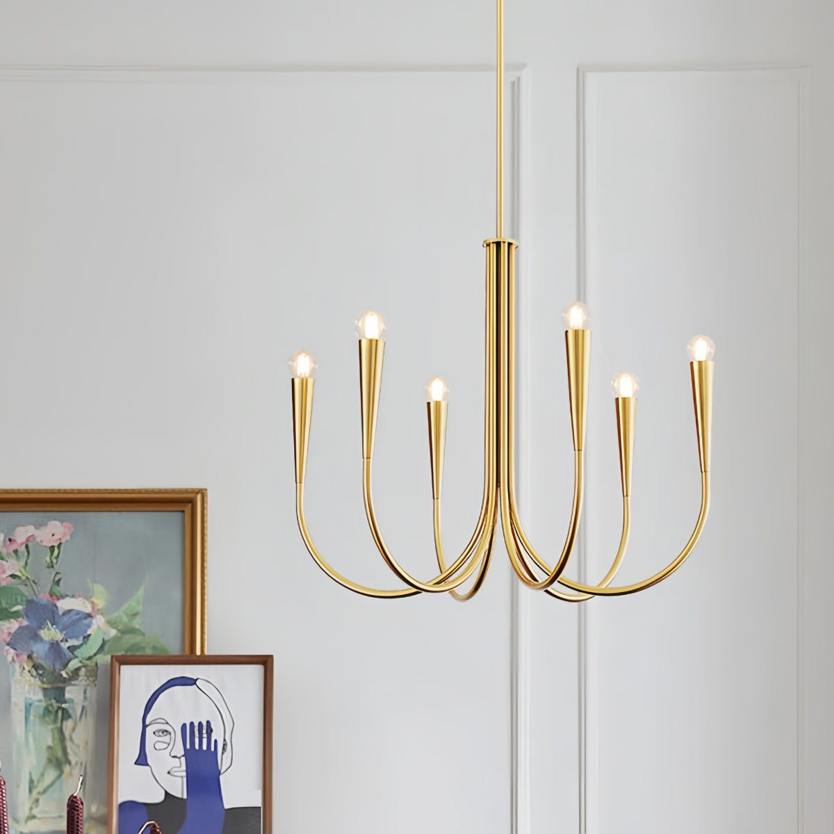 Gold chandelier with French vintage multi-arm design for elegant interiors