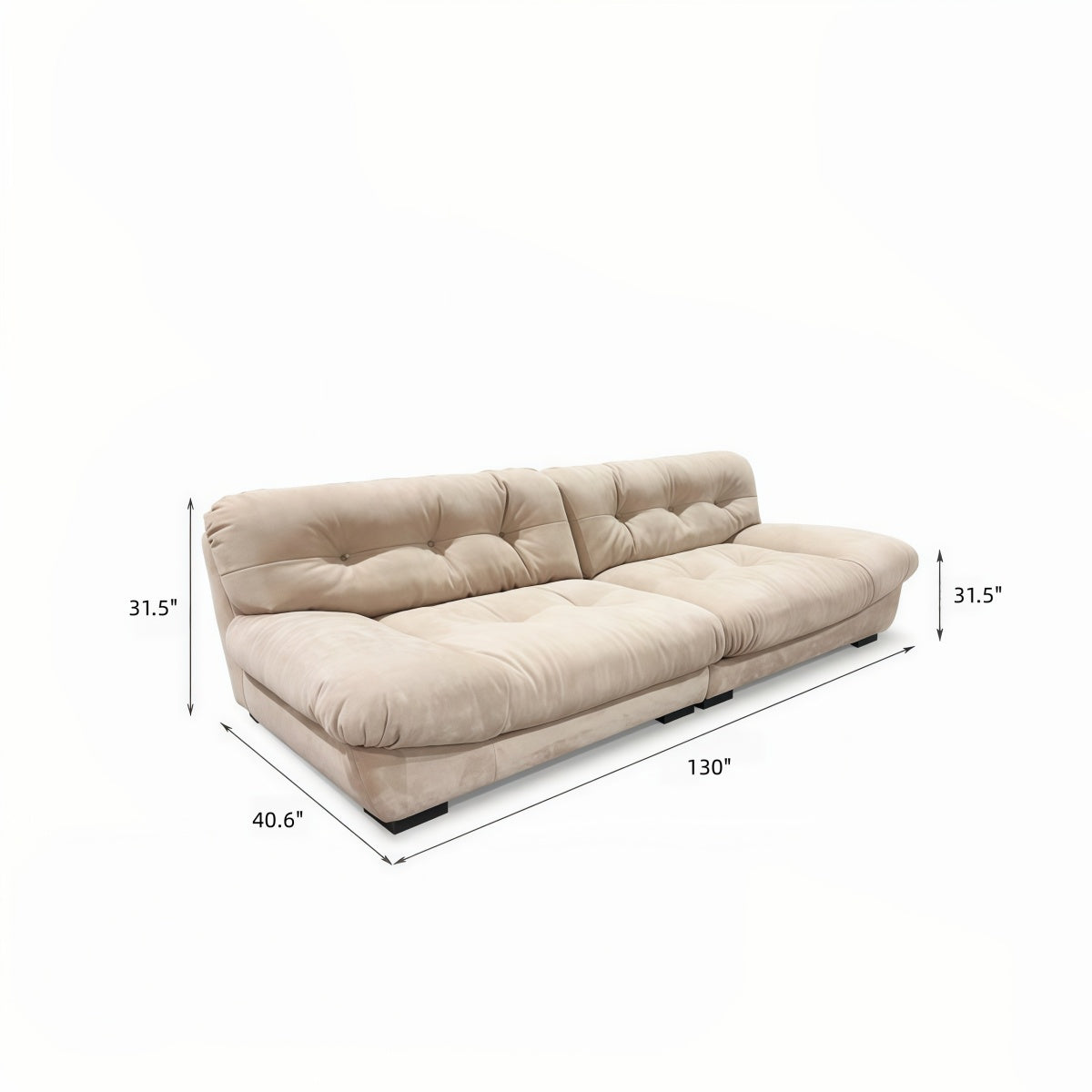 Cloud-themed French Cream Style Home Small Apartment Living Room Straight-Line Frosted Fabric Sofa Set