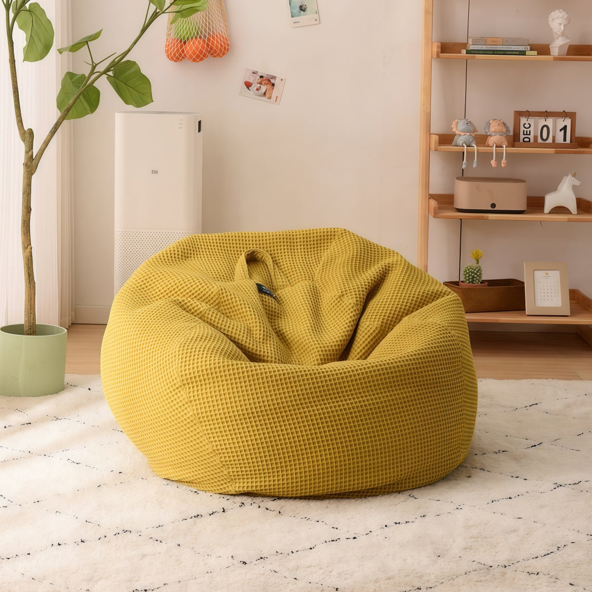Beanbag Chair - Creative Waffle Beanbag Tatami Lounge Chair for Bedrooms