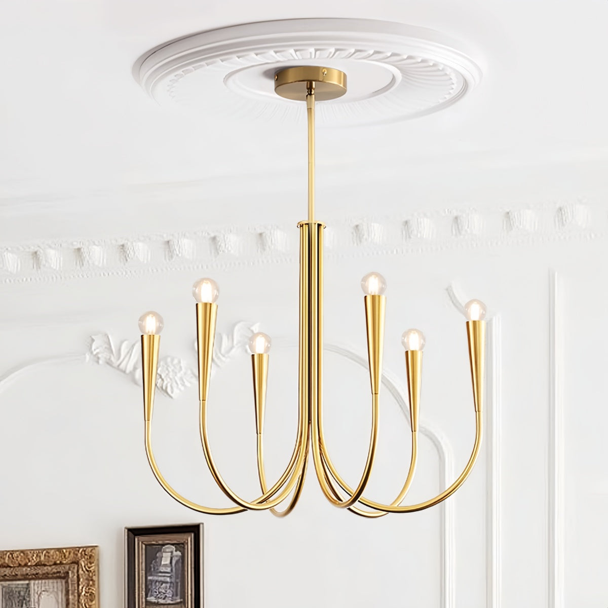 French vintage gold chandelier for elegant interiors