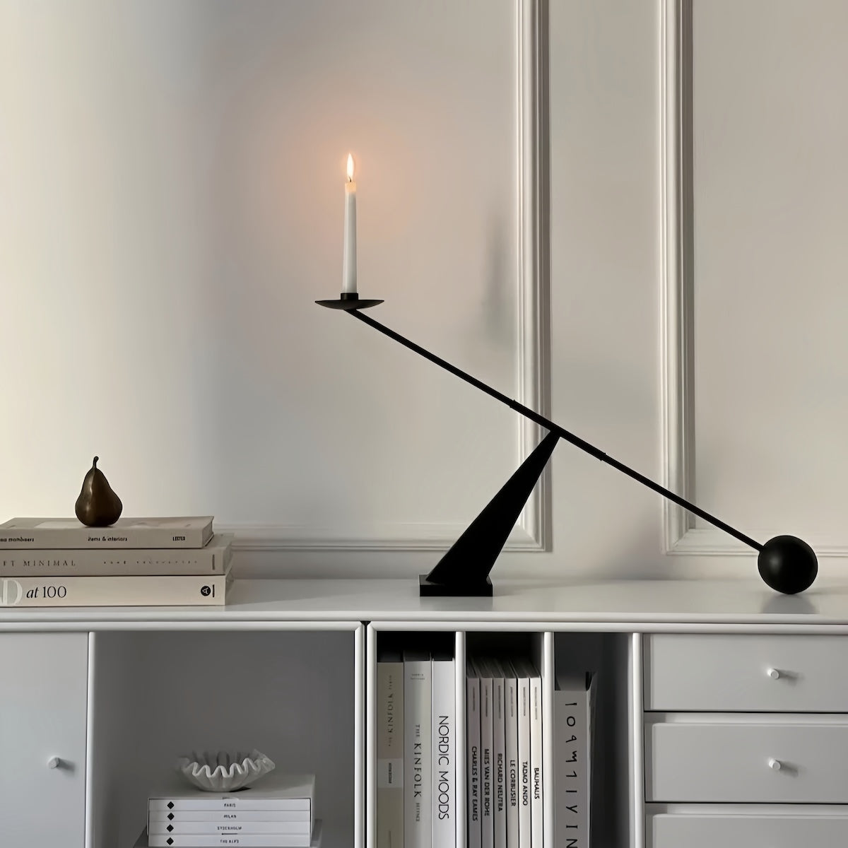 Black Candle Holder - Modern Minimalist Wabi-Sabi Design for Elegant Decor