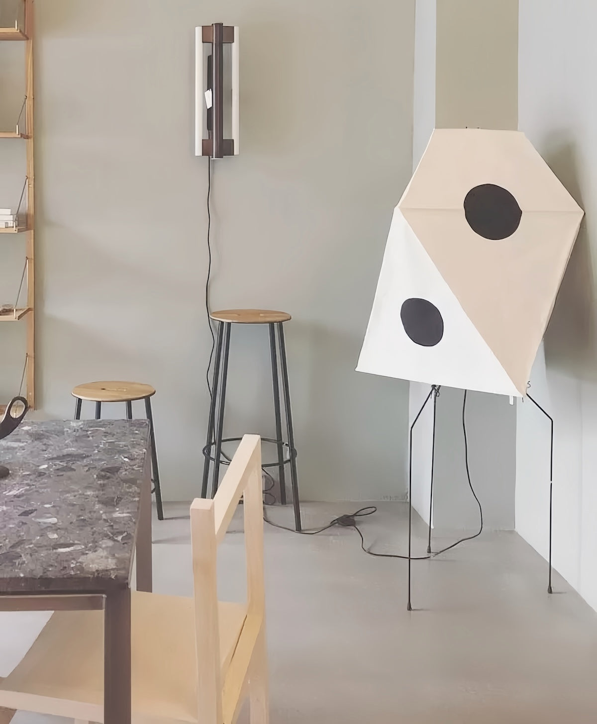 Vintage Akari Paper Lamp Wabi-Sabi Style Floor Lamp for Living Room