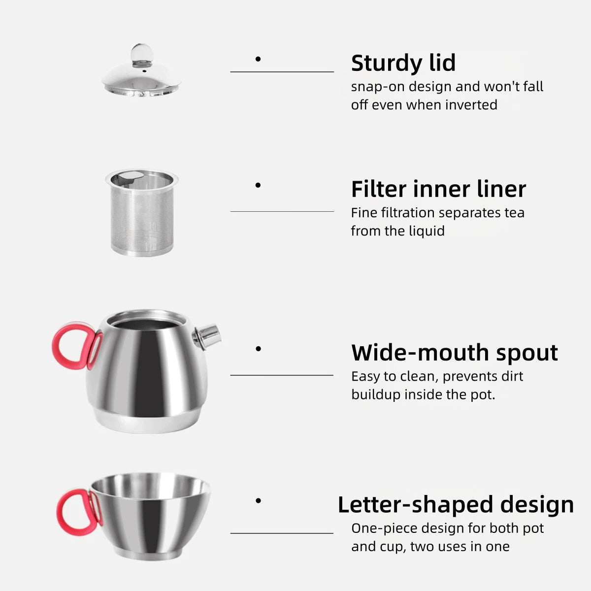 Teapot Set – Elegant Letter-shaped Stainless Steel Design for Stylish Tea Moments
