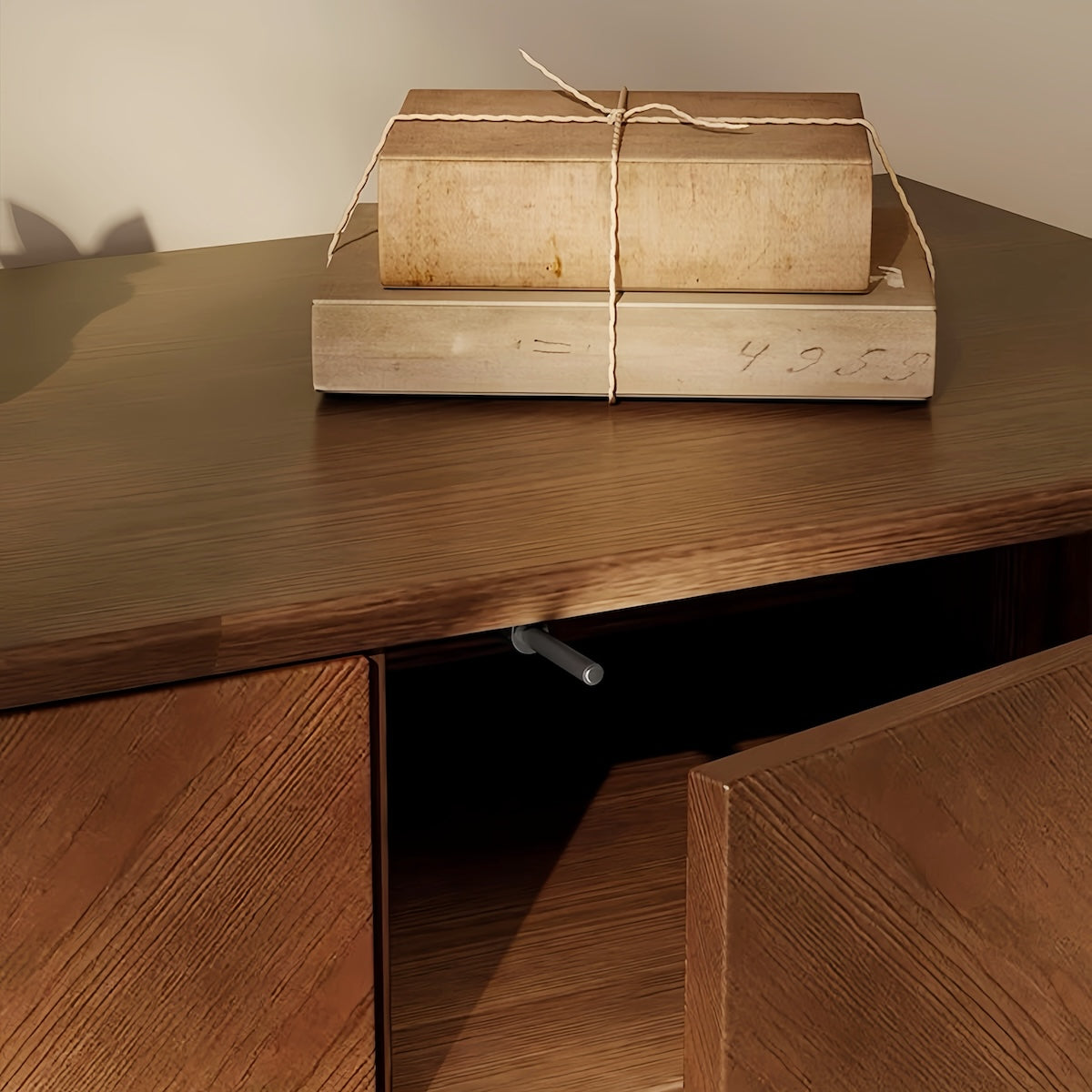 Wooden Cabinet: Solid Wood Sideboard with Spacious Storage & Wide Surface