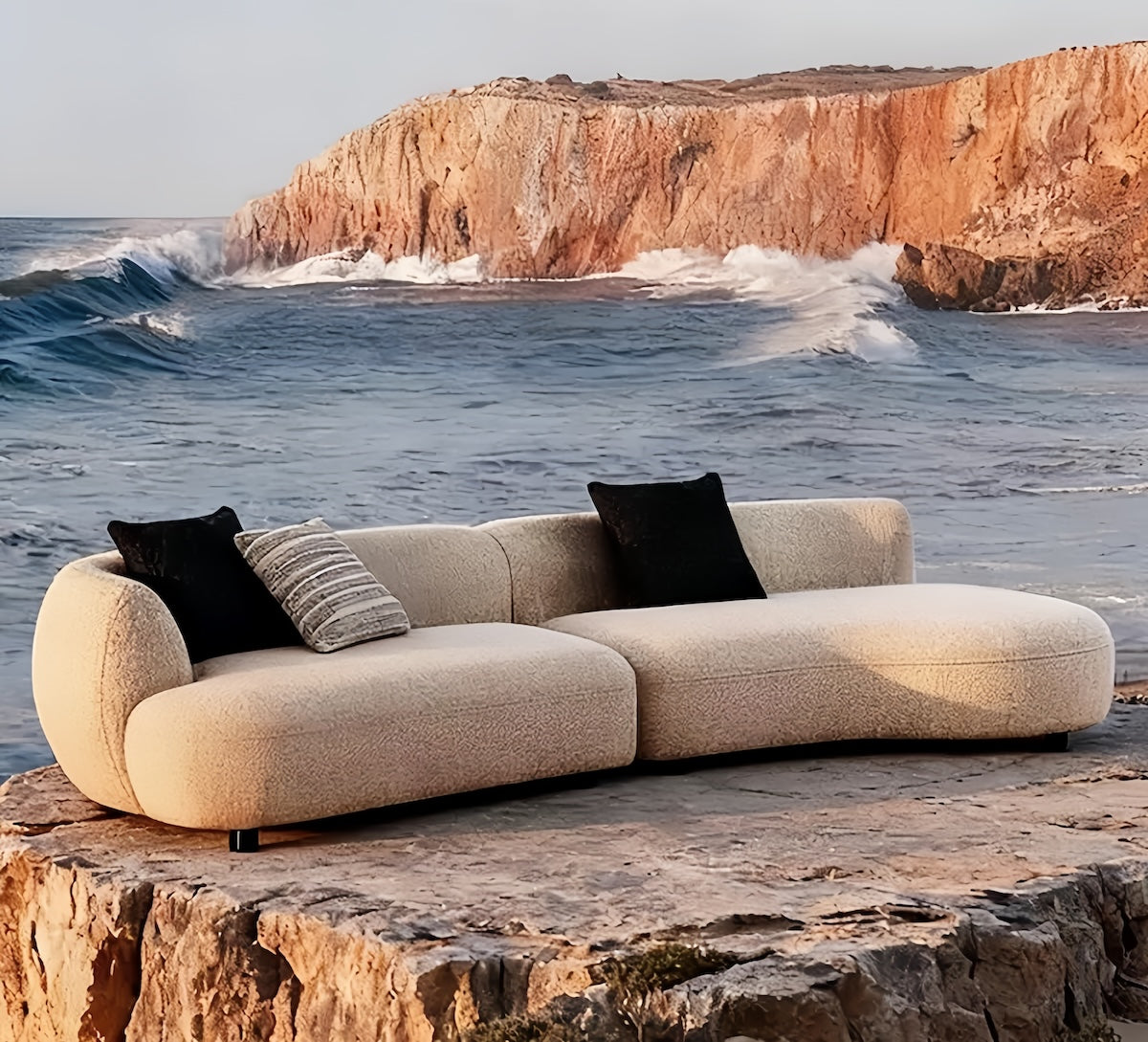 Vintage Cotton-Linen Chaise Sofa – Removable Washable 3-Seater Couch