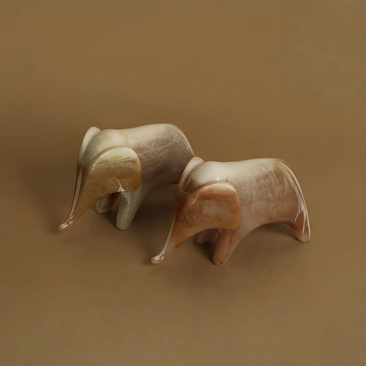 Vintage Light Luxury Faux Jade Elephant Ornament – Creative Desktop Decor for Office