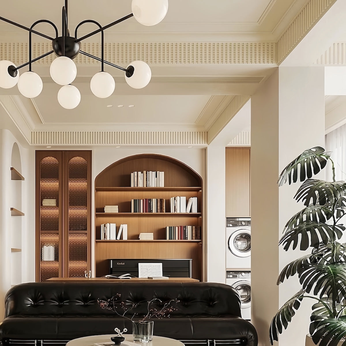 French Minimalist Cream Chandelier with Wabi-Sabi Style