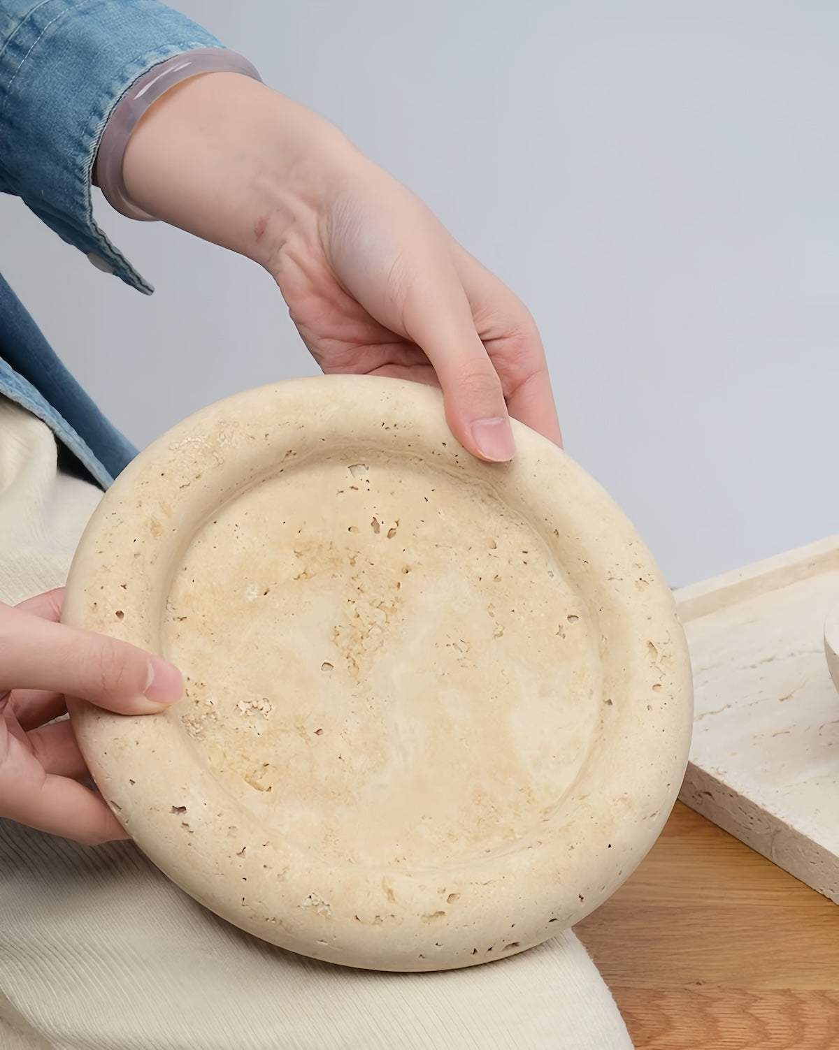 Bathroom Tray: Natural Yellow Onyx Stone Jewelry Organizer & Decor