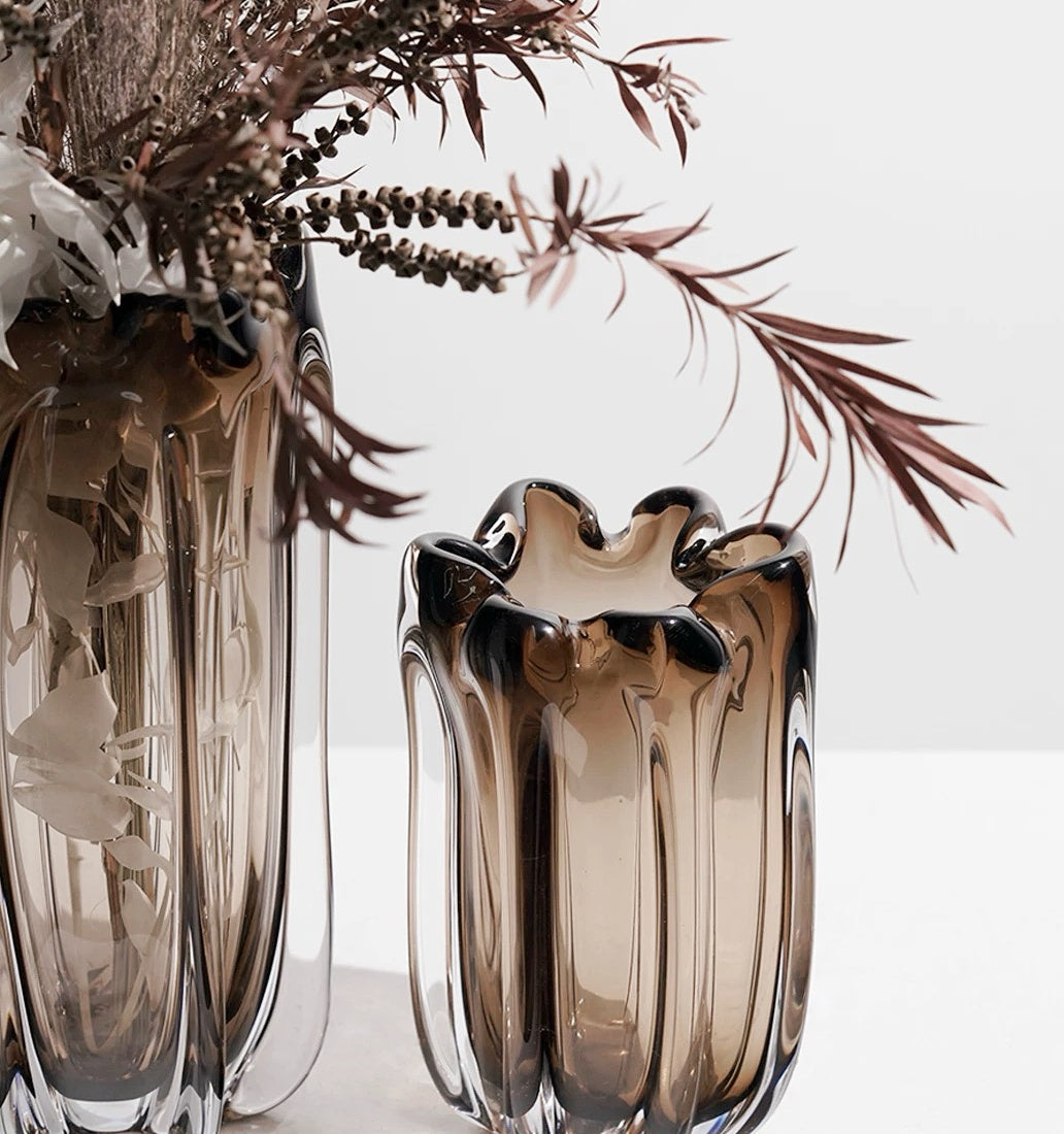 Glass Vase - Modern Luxury Wide-Mouth Crystal Design for Elegant Decor