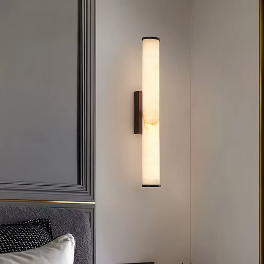 Wall Sconce Light - Natural Marble & Copper Elegance with Copper Sconce, LED Light, Contemporary Design - motivodecor.com