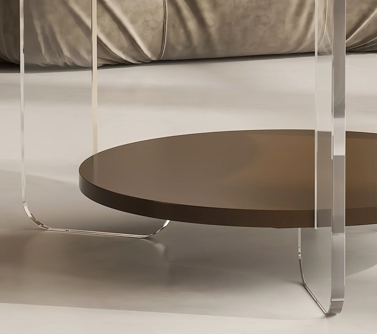 Modern Round Coffee Table | French Cream Acrylic Design | Eco-Friendly