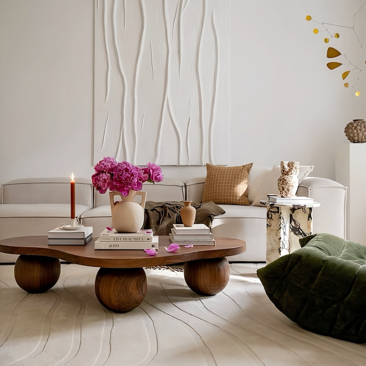 Solid Wood Coffee Table - Vintage Minimalist Design for Home Decor