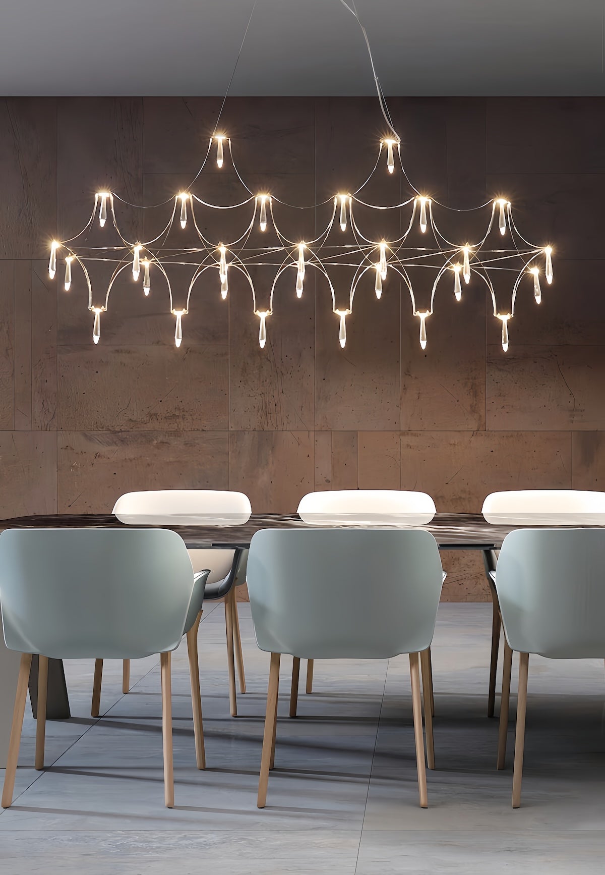 Restaurant Strip Chandelier Postmodern Light Luxury Crystal LED Pendant Light