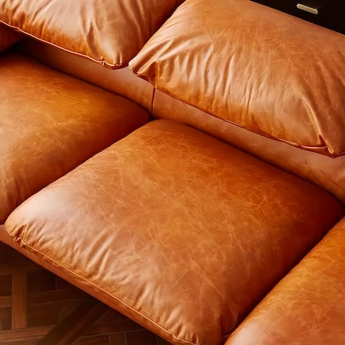 Replica 3 Seater Leather Sofa Maralunga - Brown Oil-Waxed Leather - motivodecor.com