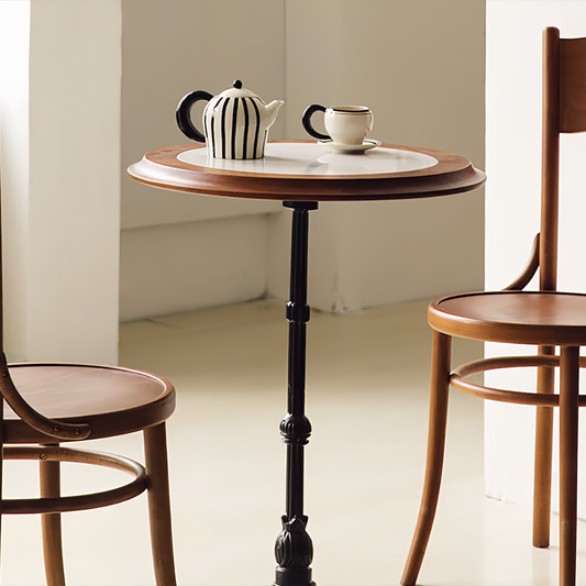 Vintage Solid Wood & Sintered Stone Table Coffee Dining Table for Any Space