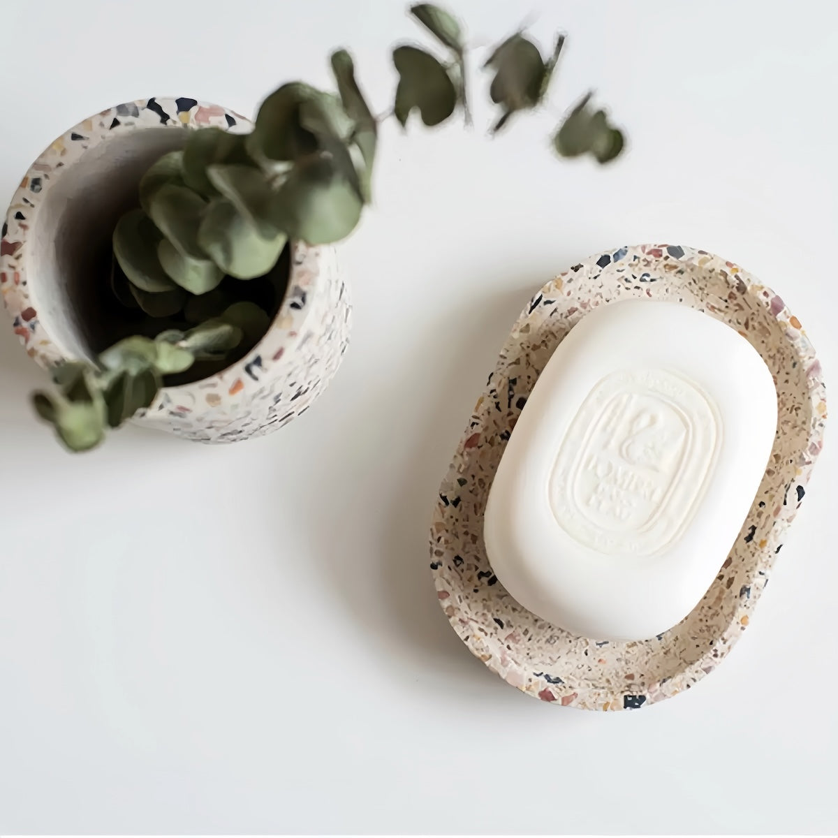 Minimalist Terrazzo Bathroom Organizer Set
