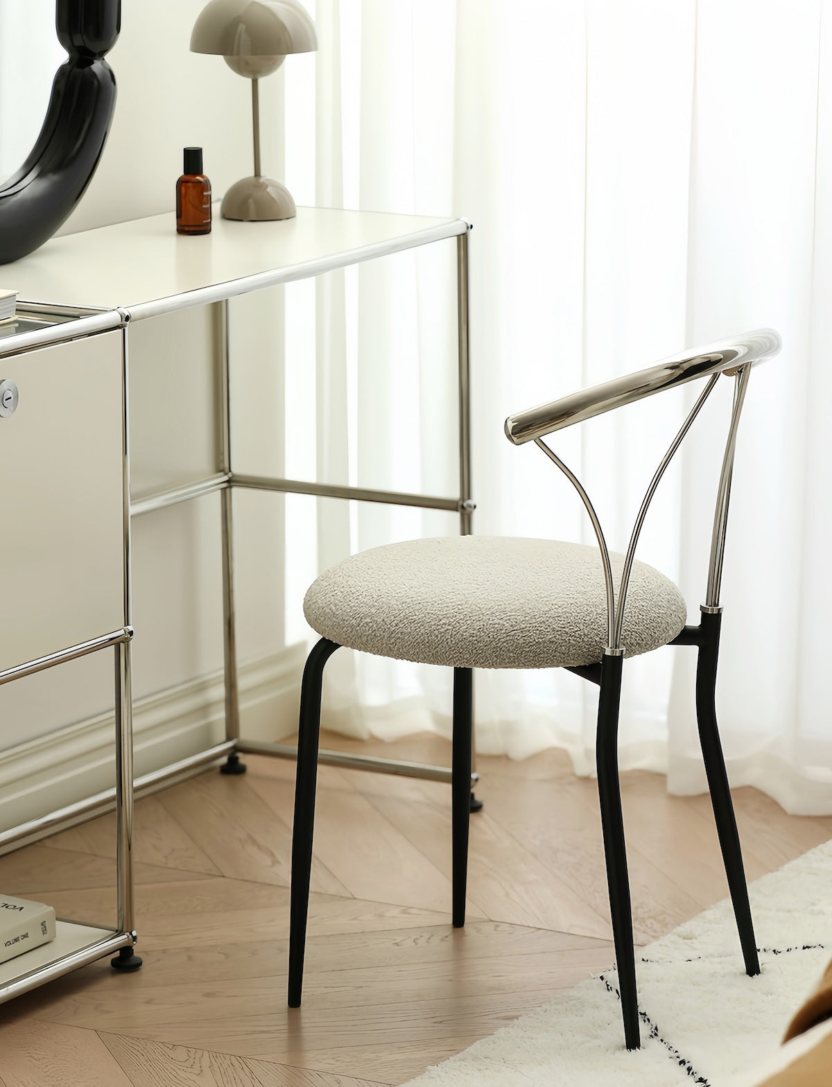 Upholstered Dining Chair - Vintage Designer Stainless Steel Seat for Comfort