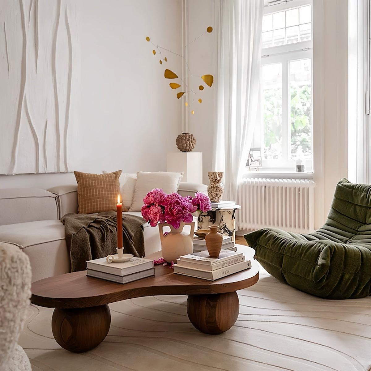 Solid Wood Coffee Table - Vintage Minimalist Design for Home Decor