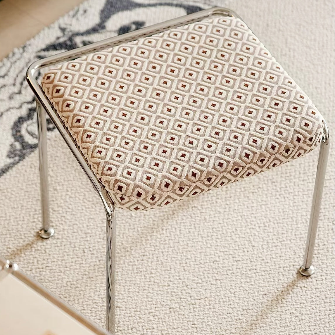Upholstered Vanity Stool Low Stool for Home, Makeup, Living Room