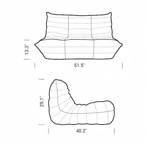 Ligne Roset Togo sofa dimensions with sleek, ergonomic design featuring plush, curved cushions.