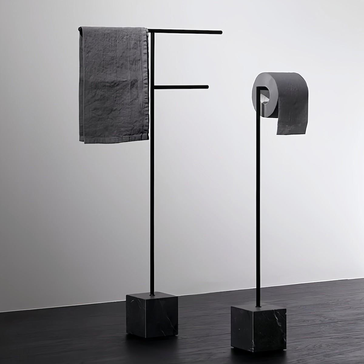 Free Standing Towel Rack - Elegant Marble-Inspired Stainless Steel Design