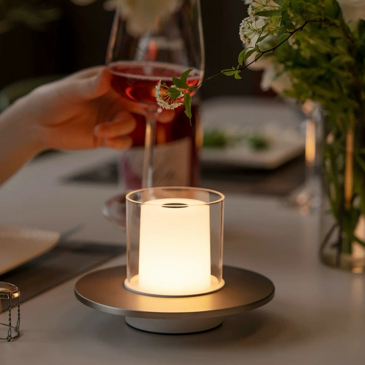 Night Lamp - Rechargeable Ambience Candle Lamp for Dining & Outdoors