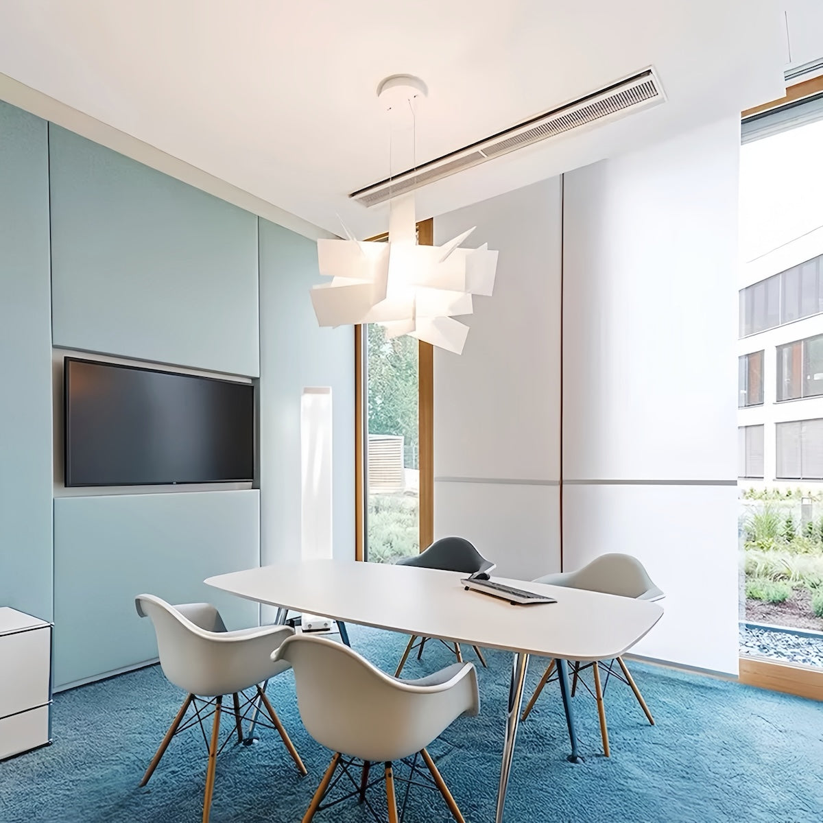 Foyer Chandelier | Modern White Stacked Pendant Light For Modern Interiors