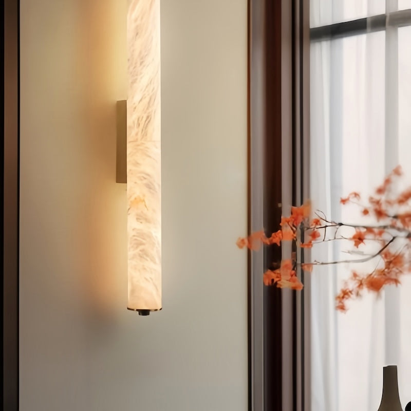 Wall Sconce Light - Natural Marble & Copper Elegance with Copper Sconce, LED Light, Contemporary Design - motivodecor.com