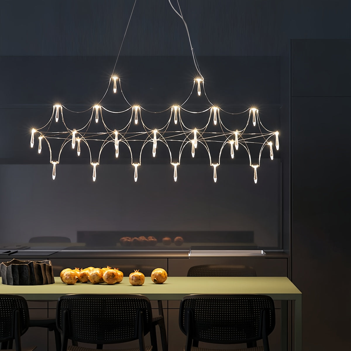 Restaurant Strip Chandelier Postmodern Light Luxury Crystal LED Pendant Light