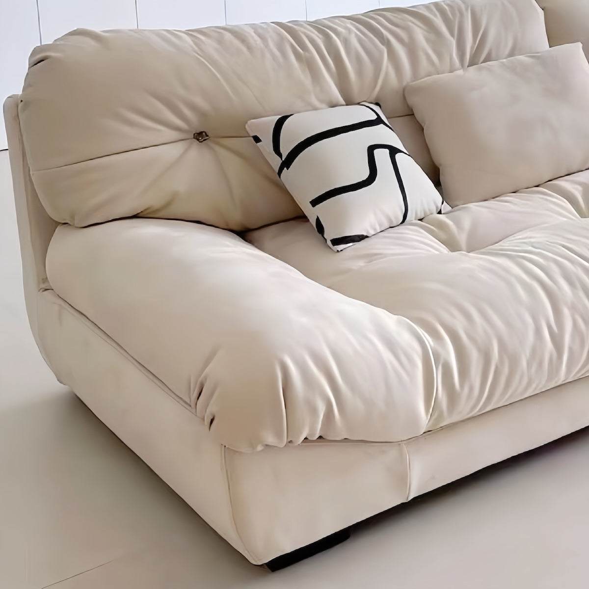 Cloud-themed French Cream Sofa - Elegant Linen & Comfort