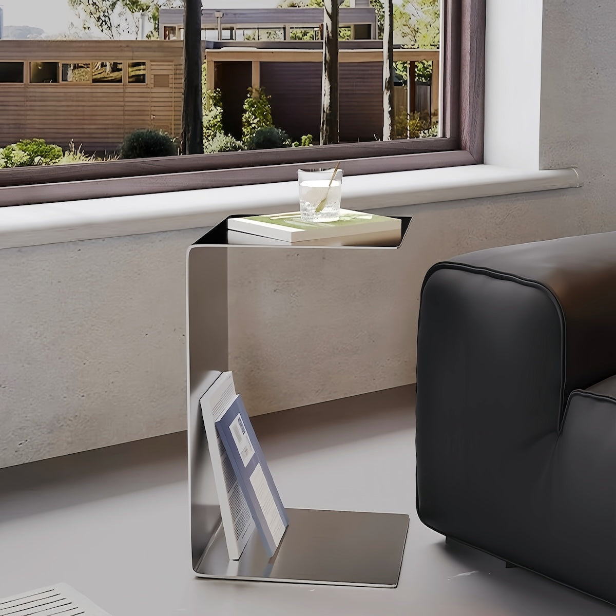 C-Shaped Side Table - Modern Stainless Steel Minimalist Coffee & Sofa Table