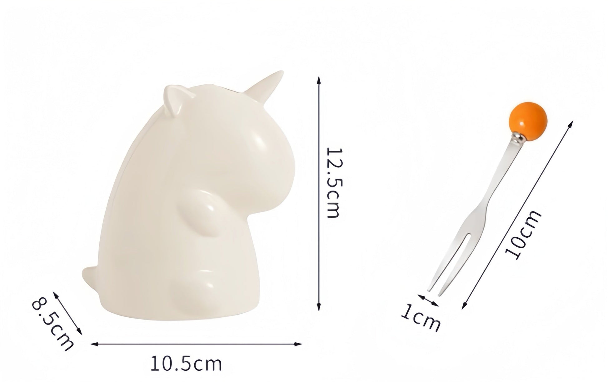 Dessert Fork - Stainless Steel Fruit Fork Set with Cute Ceramic Holder