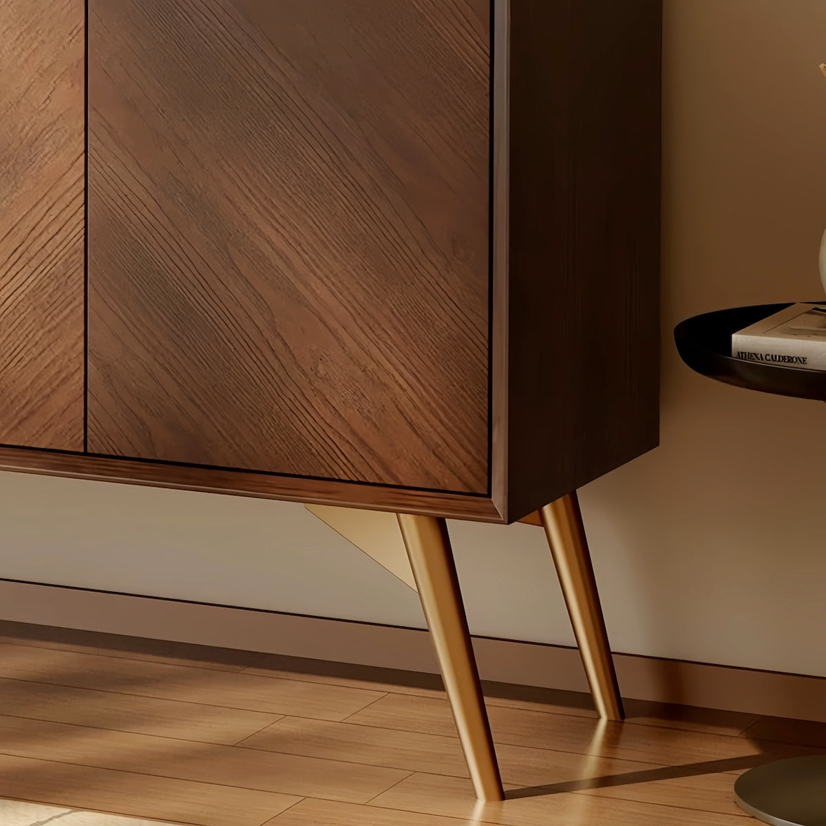 Wooden Cabinet: Solid Wood Sideboard with Spacious Storage & Wide Surface