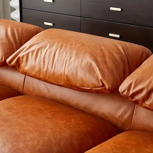 Replica 3 Seater Leather Sofa Maralunga - Brown Oil-Waxed Leather - motivodecor.com