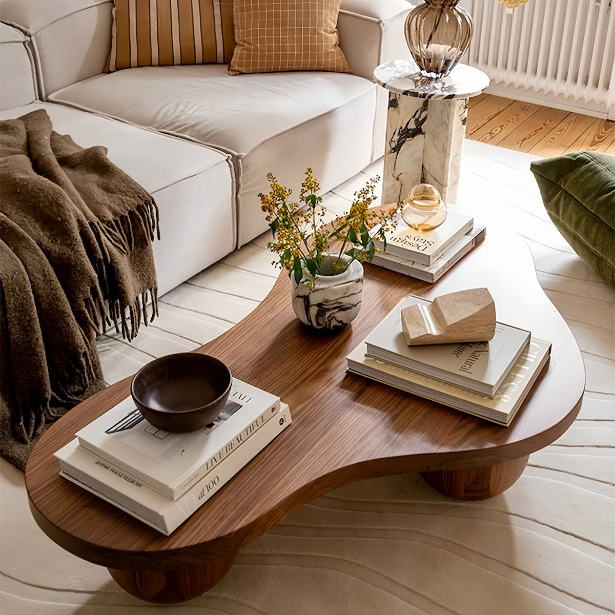 Solid Wood Coffee Table - Vintage Minimalist Design for Home Decor