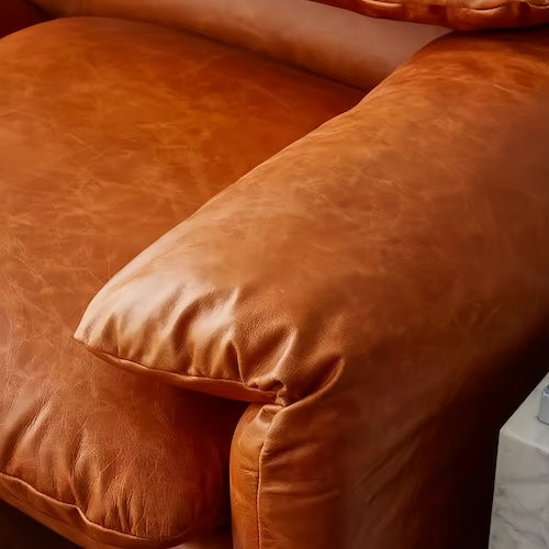 Replica 3 Seater Leather Sofa Maralunga - Brown Oil-Waxed Leather - motivodecor.com