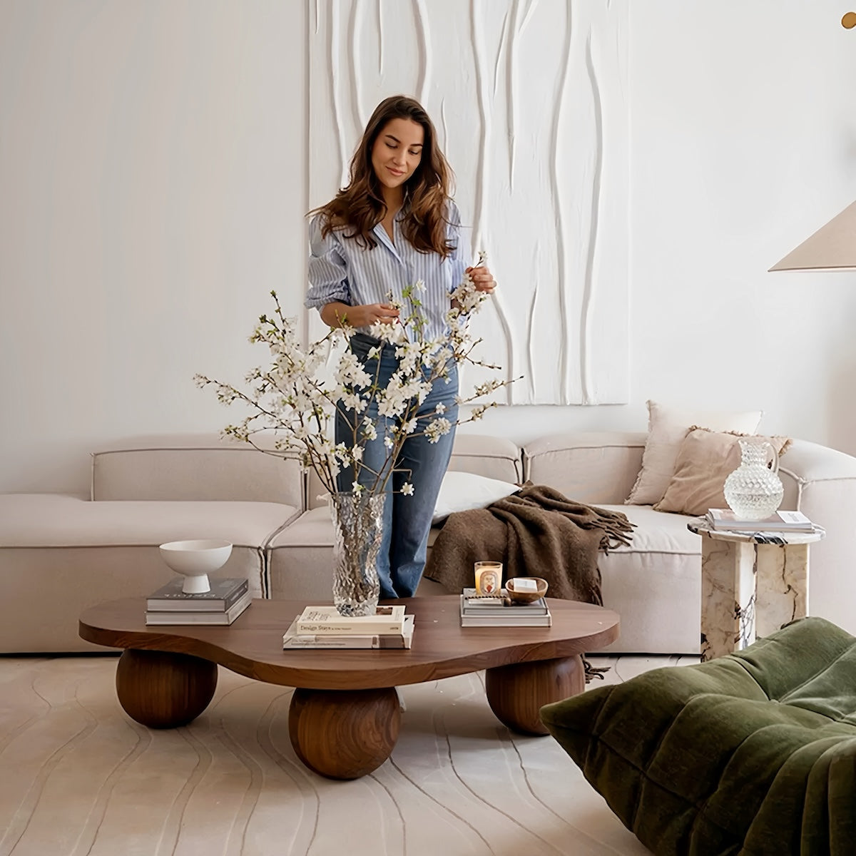 Solid Wood Coffee Table - Vintage Minimalist Design for Home Decor