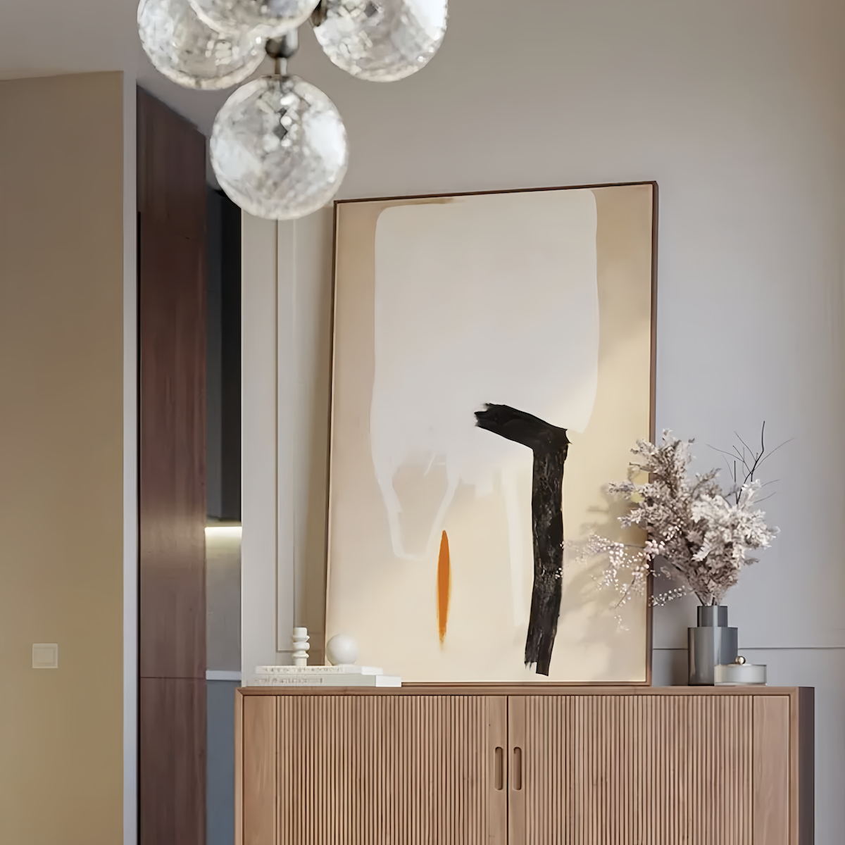 Abstract Wall Art: Glimmer Solace Japanese Inspired Hand-Painted Artwork