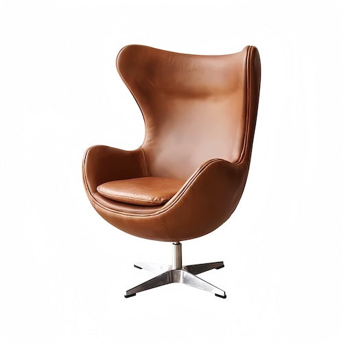 Egg Chair with stool in leather - motivodecor.com