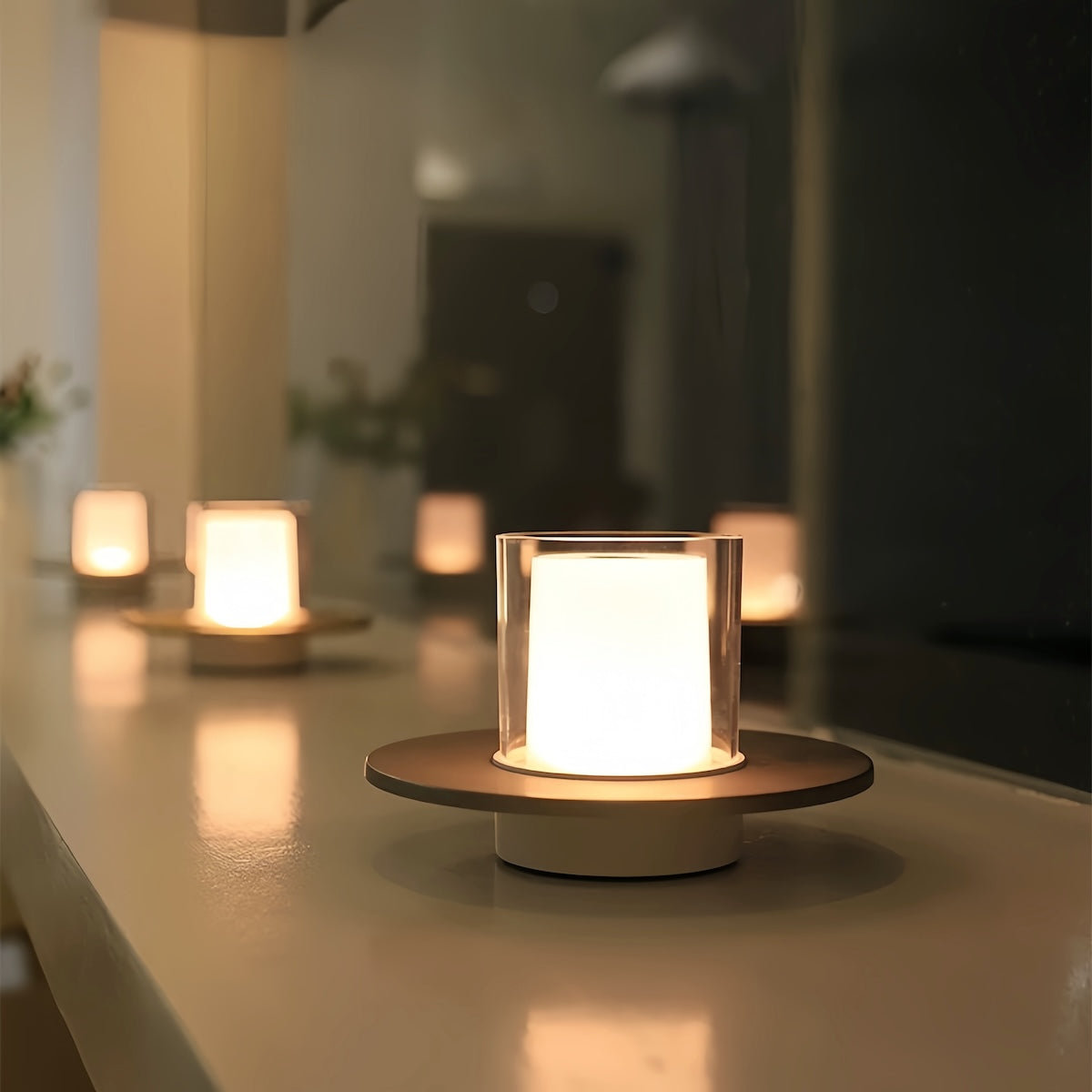 Night Lamp - Rechargeable Ambience Candle Lamp for Dining & Outdoors