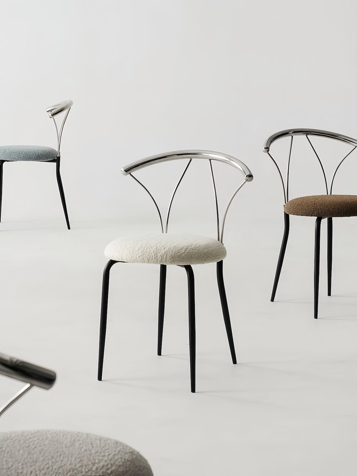 Upholstered Dining Chair - Vintage Designer Stainless Steel Seat for Comfort