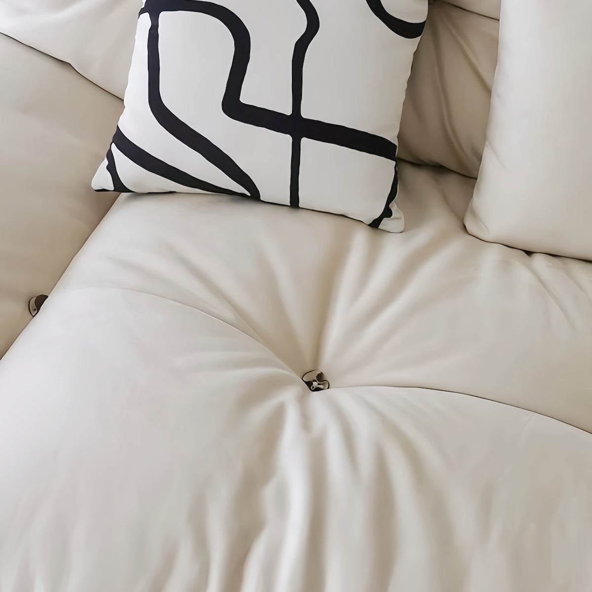 Cloud-themed French Cream Sofa - Elegant Linen & Comfort