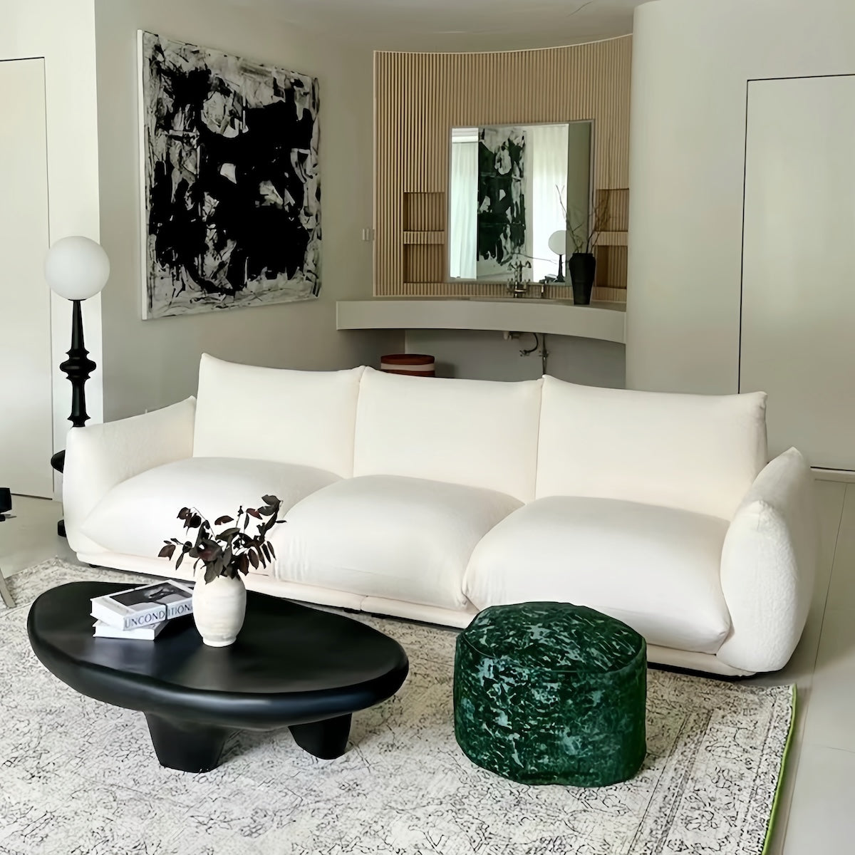 Italian Minimalist Sofa - Modern Cream Wabi-Sabi Floor Sofa