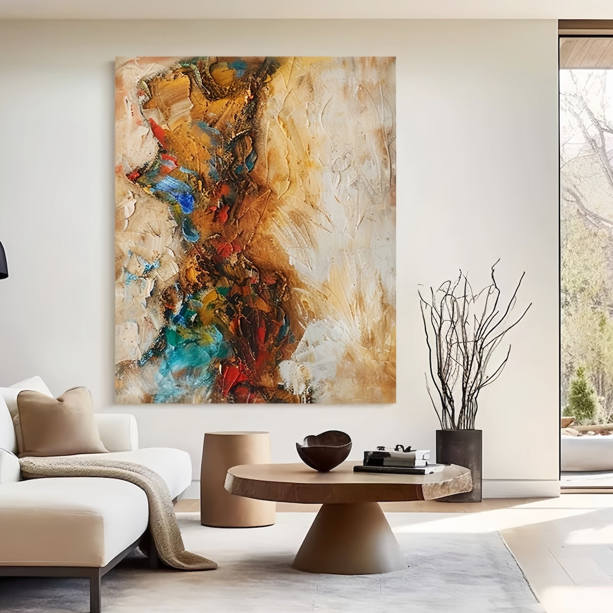 Chromatic Tempest: Vibrant Abstract Wall Art for Living Rooms