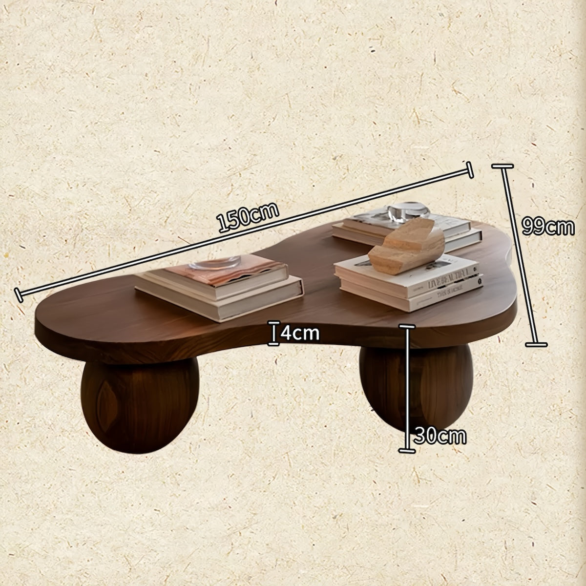 Solid Wood Coffee Table - Vintage Minimalist Design for Home Decor