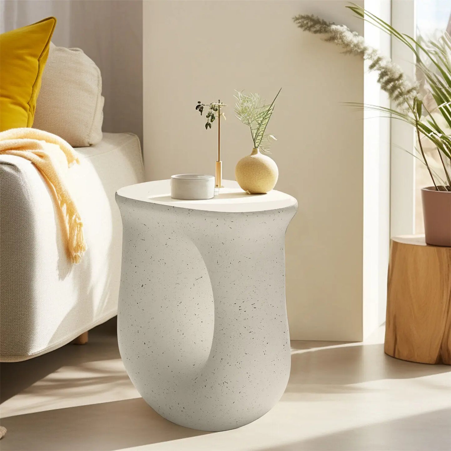 7" Pedestal Table Stand Cabin Decor | End Table & Plant Stand - motivodecor.com