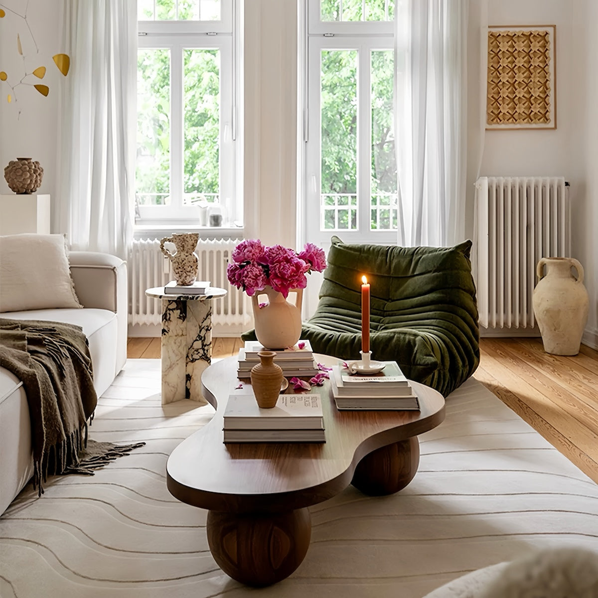 Solid Wood Coffee Table - Vintage Minimalist Design for Home Decor