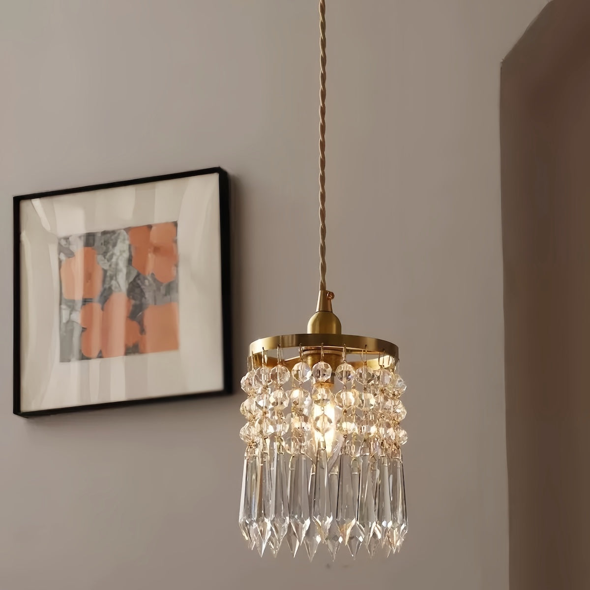 French Seashell Pendant Light – Vintage Vintage Style Crystal & Shell Lamp